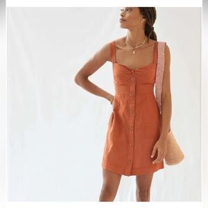 Anthropologie Orange Sleeveless Mini Sundress